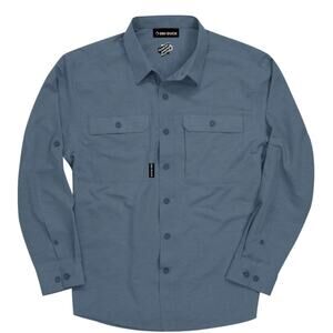 NWT DriDuck Crossroad Long Sleeve Button Down Vented UPF 50 UV Blue Shirt Large